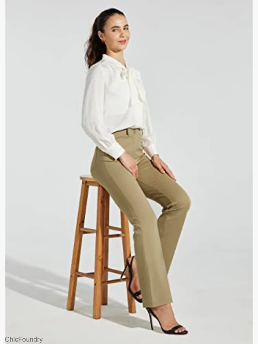Yoga Dress Pants Bootcut Stretch Work Slacks Office Pants 4 Pockets - Picture 4 of 7
